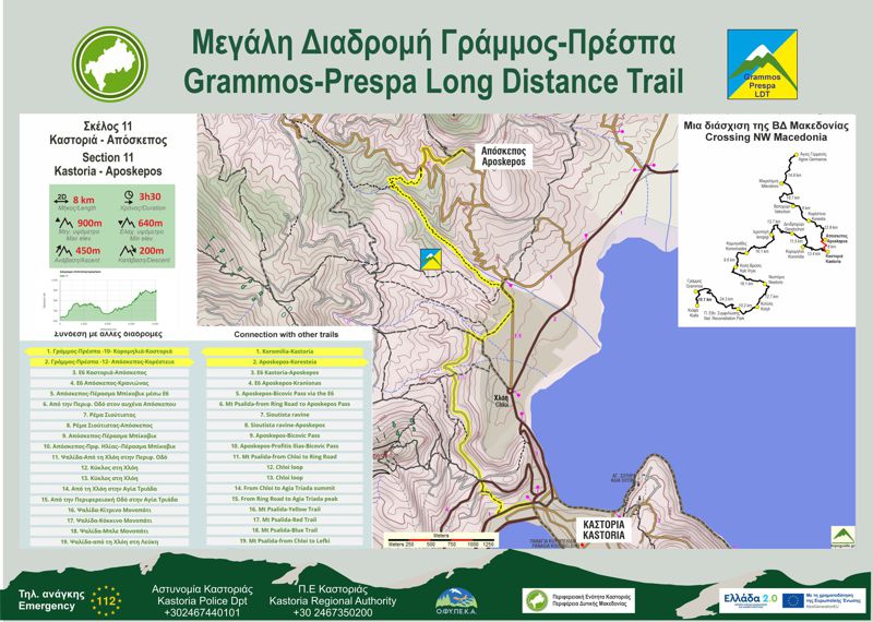 Μεγάλη Διαδρομή Γράμμος-Πρέσπα, Σκέλος 11, Καστοριά-Απόσκεπος: Πινακίδα διαδρομής