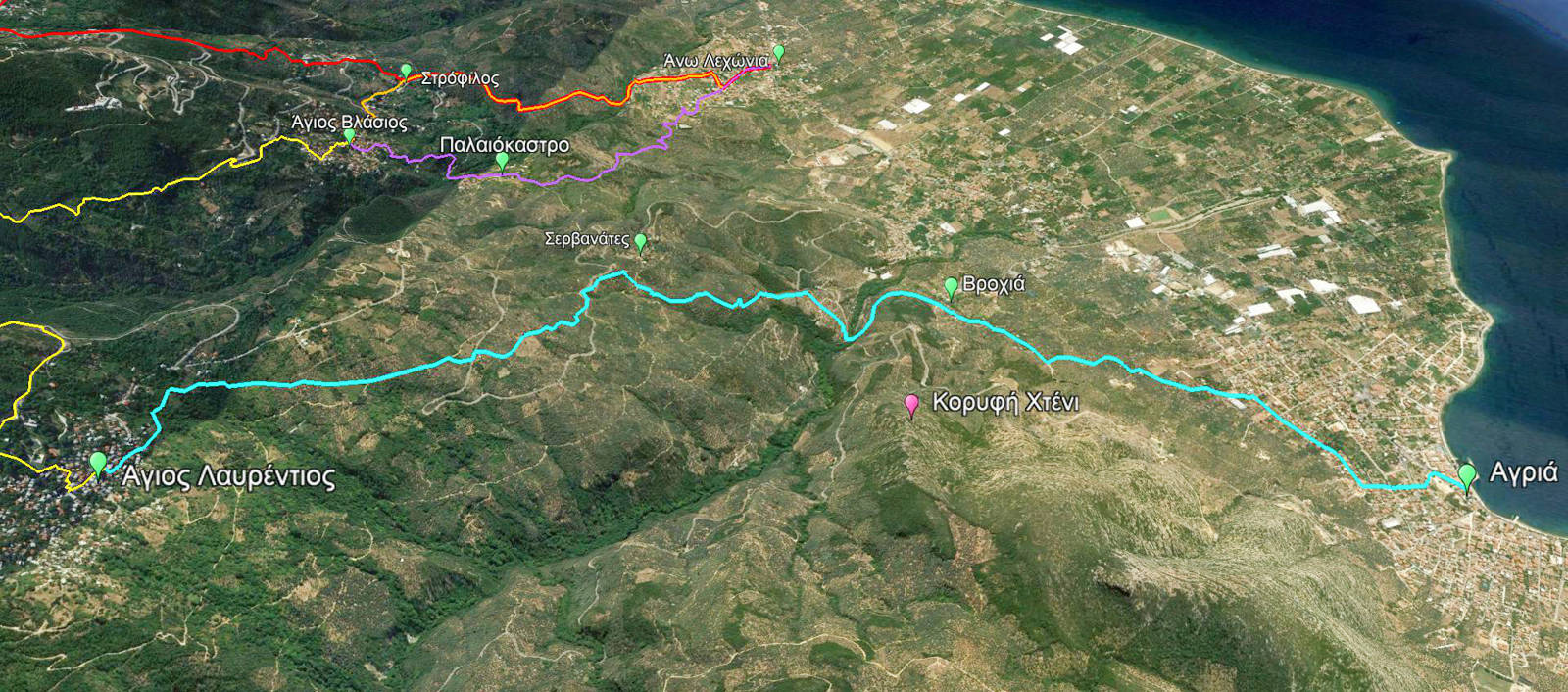 Δυτικό Πήλιο topoguide: Αγριά-Άγιος Λαυρέντιος